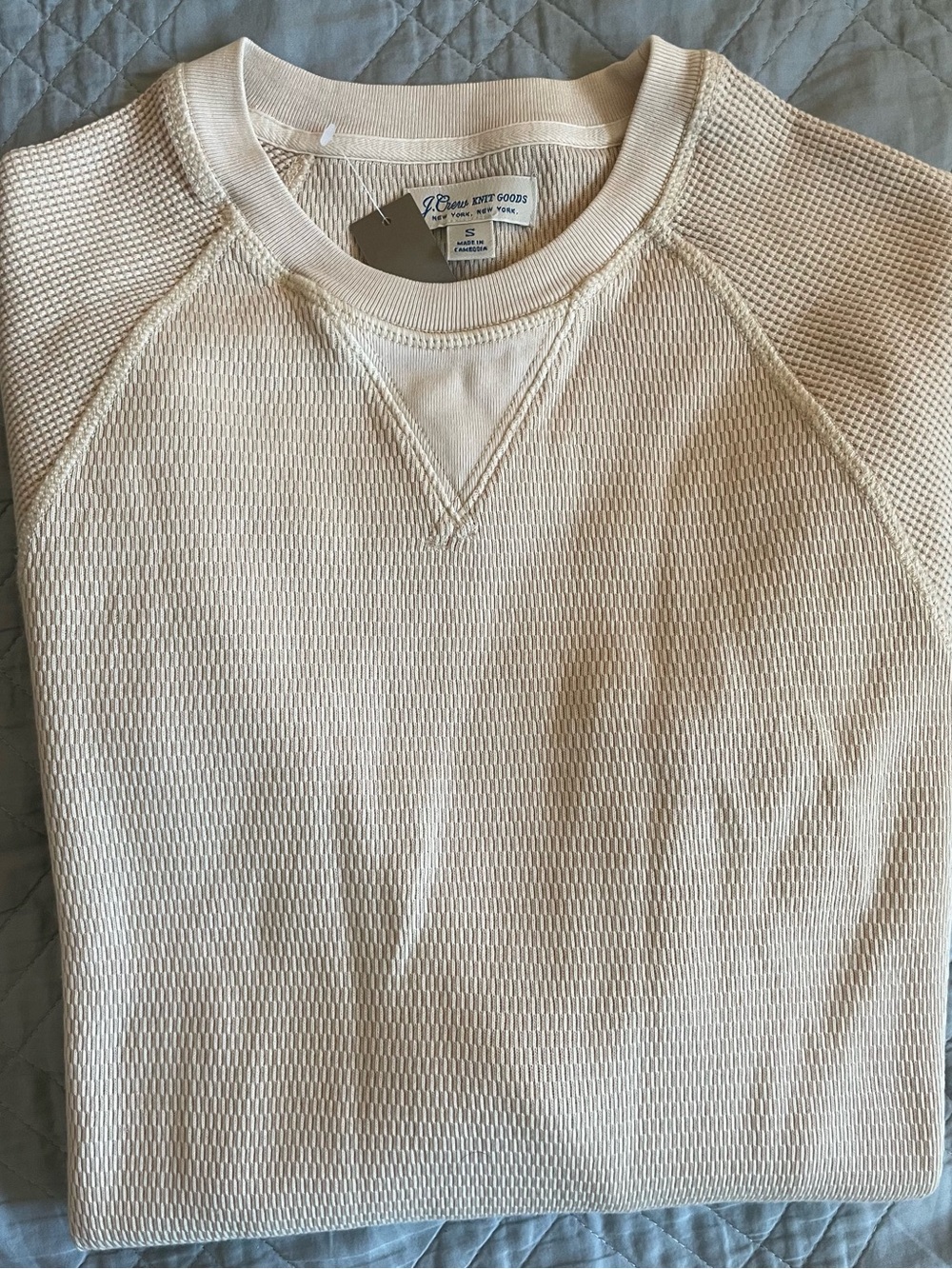 J. CREW Thermal Knit Crewneck Sweatshirt in Distressed Ivory Size S NWT
$79.50